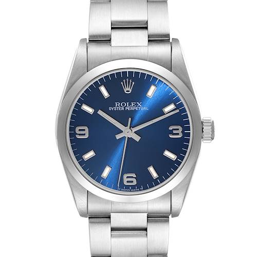 Photo of Rolex Midsize 31mm Blue Dial Automatic Steel Ladies Watch 67480 Box Papers