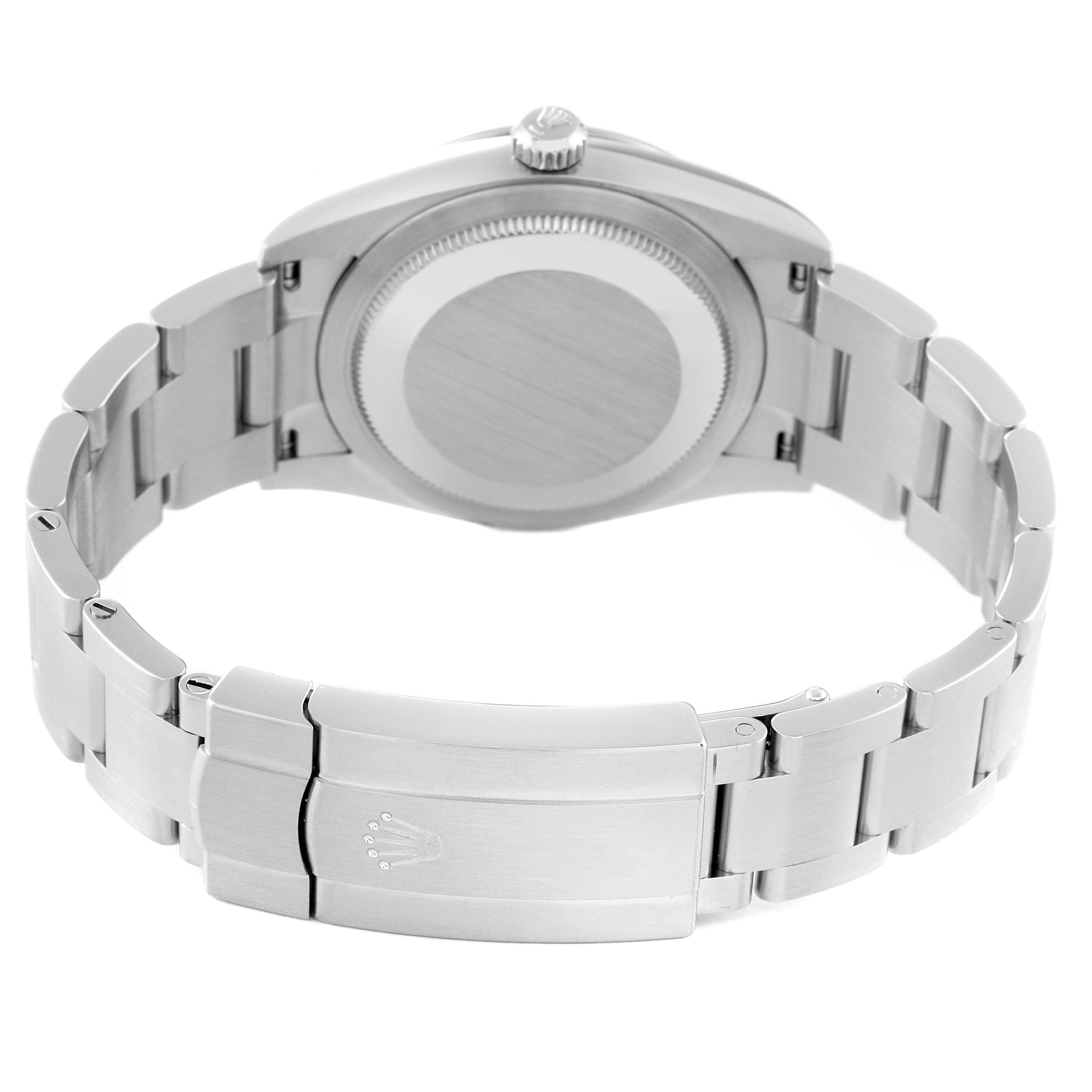 This image shows the back and bracelet clasp of a Rolex Oyster Perpetual 124200 Men
s Stainless Steel Silver Dial 124200 Men
s Stainless Steel Silver Dial watch.