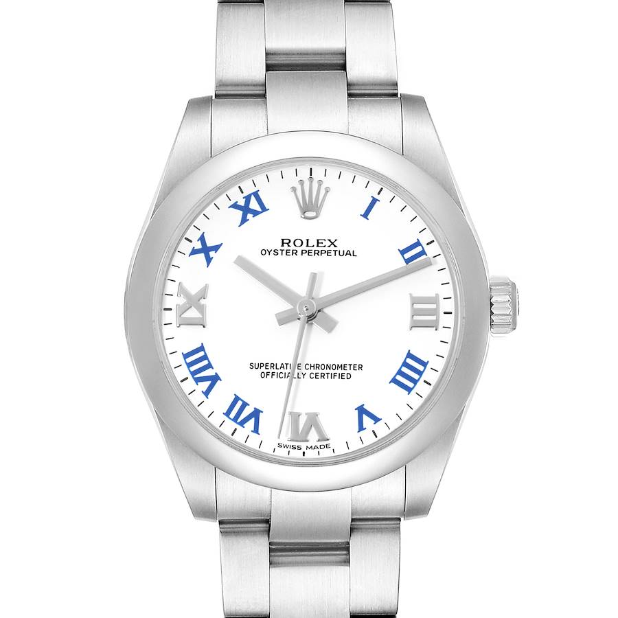 Rolex Oyster Perpetual Midsize White Dial Steel Ladies Watch 177200 Box Card SwissWatchExpo