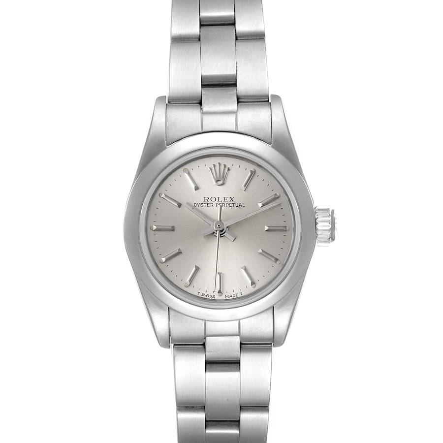 Rolex Oyster Perpetual Silver Dial Oyster Bracelet Ladies Watch 67230 SwissWatchExpo
