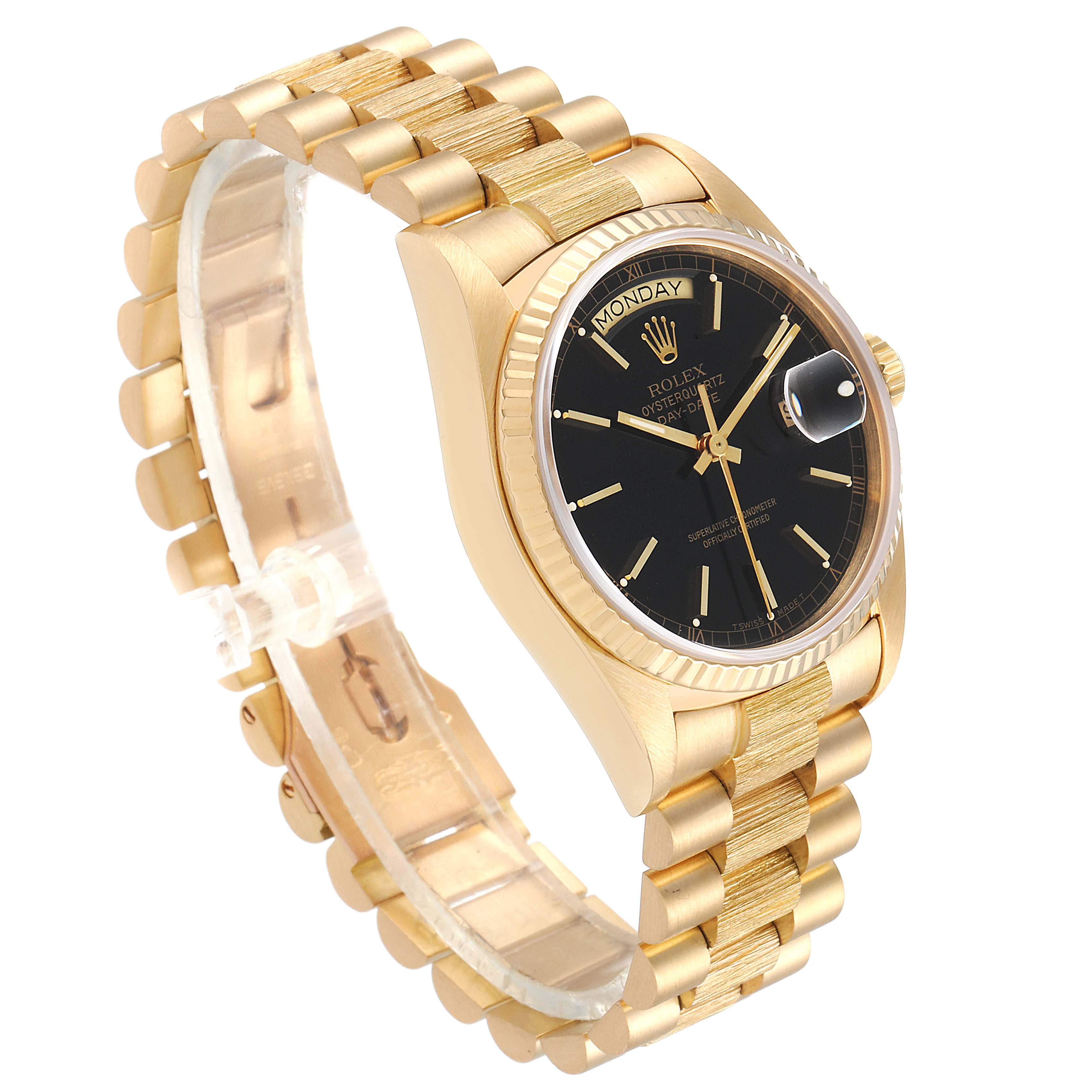 Rolex President Day-Date 36 Yellow Gold Bark Finish Mens Watch 18078 ...