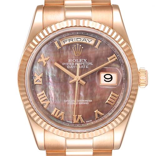 Photo of Rolex President Day Date Everose Gold MOP Dial Mens Watch 118235 Box Papers