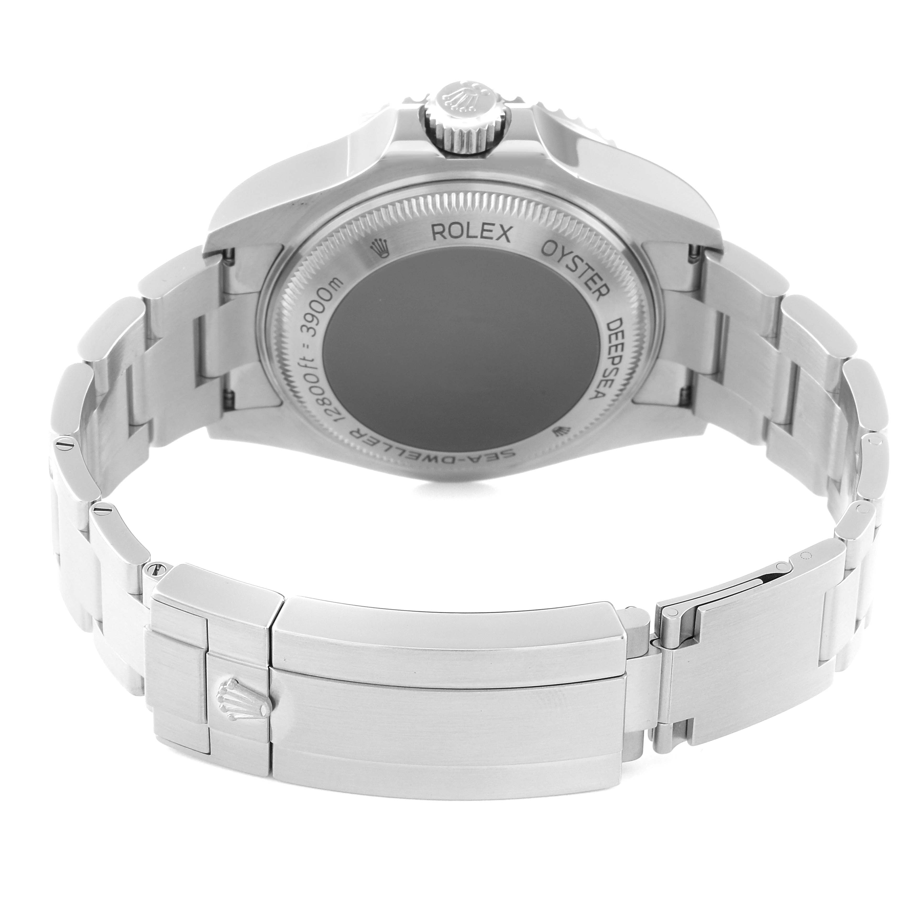 The image shows the back and bracelet of a Rolex Sea-Dweller 126660 Men's Stainless Steel Blue Dial 126660 Men's Stainless Steel Blue Dial watch from a rear angle.