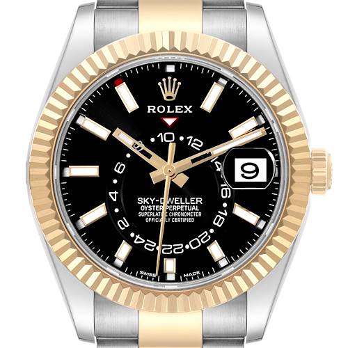Photo of Rolex Sky Dweller Steel Yellow Gold Black Dial Mens Watch 326933 Unworn