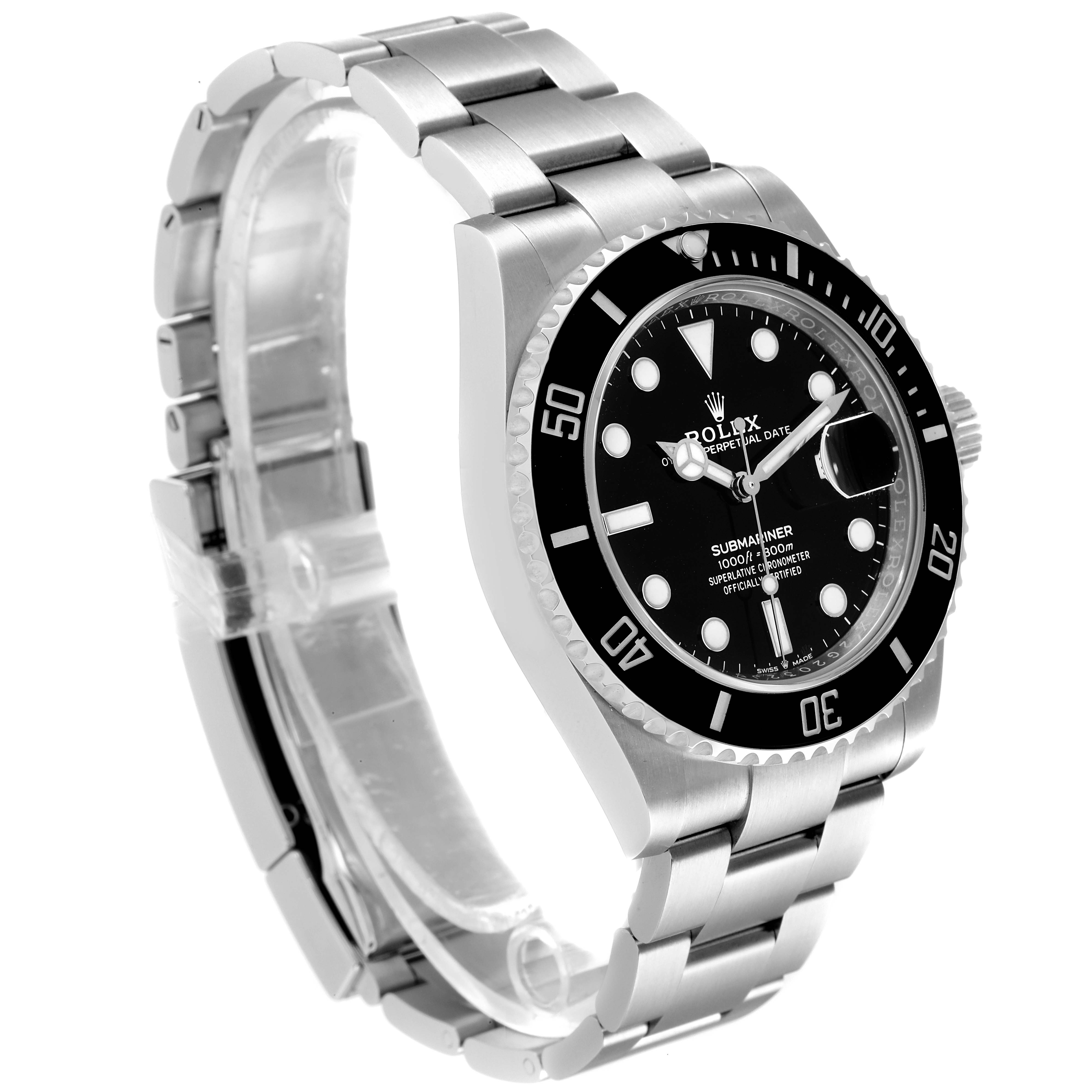 The image shows a Rolex Submariner 126610 Men
s Stainless Steel Black Dial 126610 Men
s Stainless Steel Black Dial watch at a slight angle, displaying the dial, bezel, and stainless steel bracelet.
