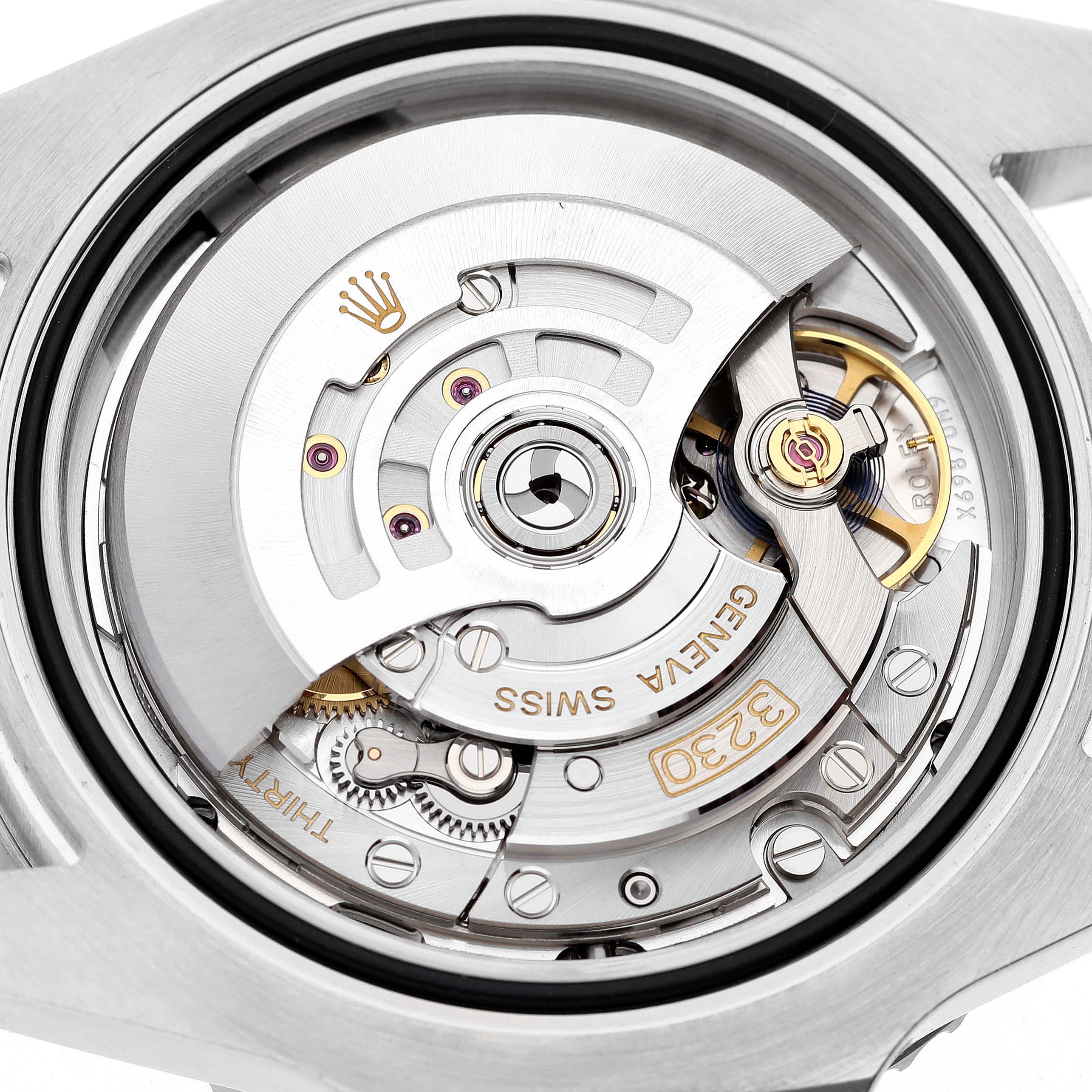This image shows the back view of the movement mechanism inside a Rolex Submariner 124060 Men
s Stainless Steel Black Dial 124060 Men
s Stainless Steel Black Dial watch.