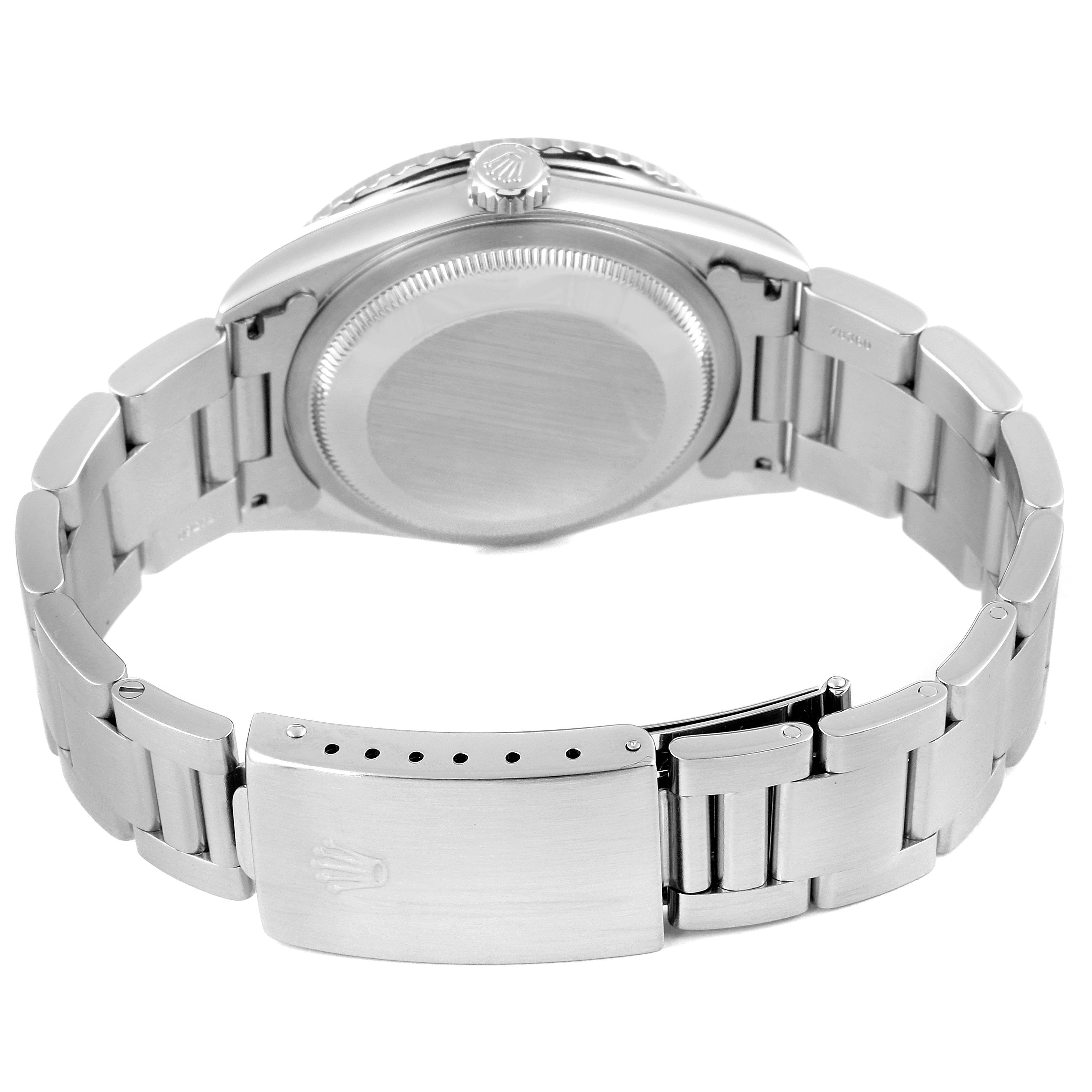 The image shows the back case and bracelet of a Rolex Turn-o-Graph 16264 Men
s Stainless Steel Black Dial 16264 Men
s Stainless Steel Black Dial watch, pictured from a rear angle.