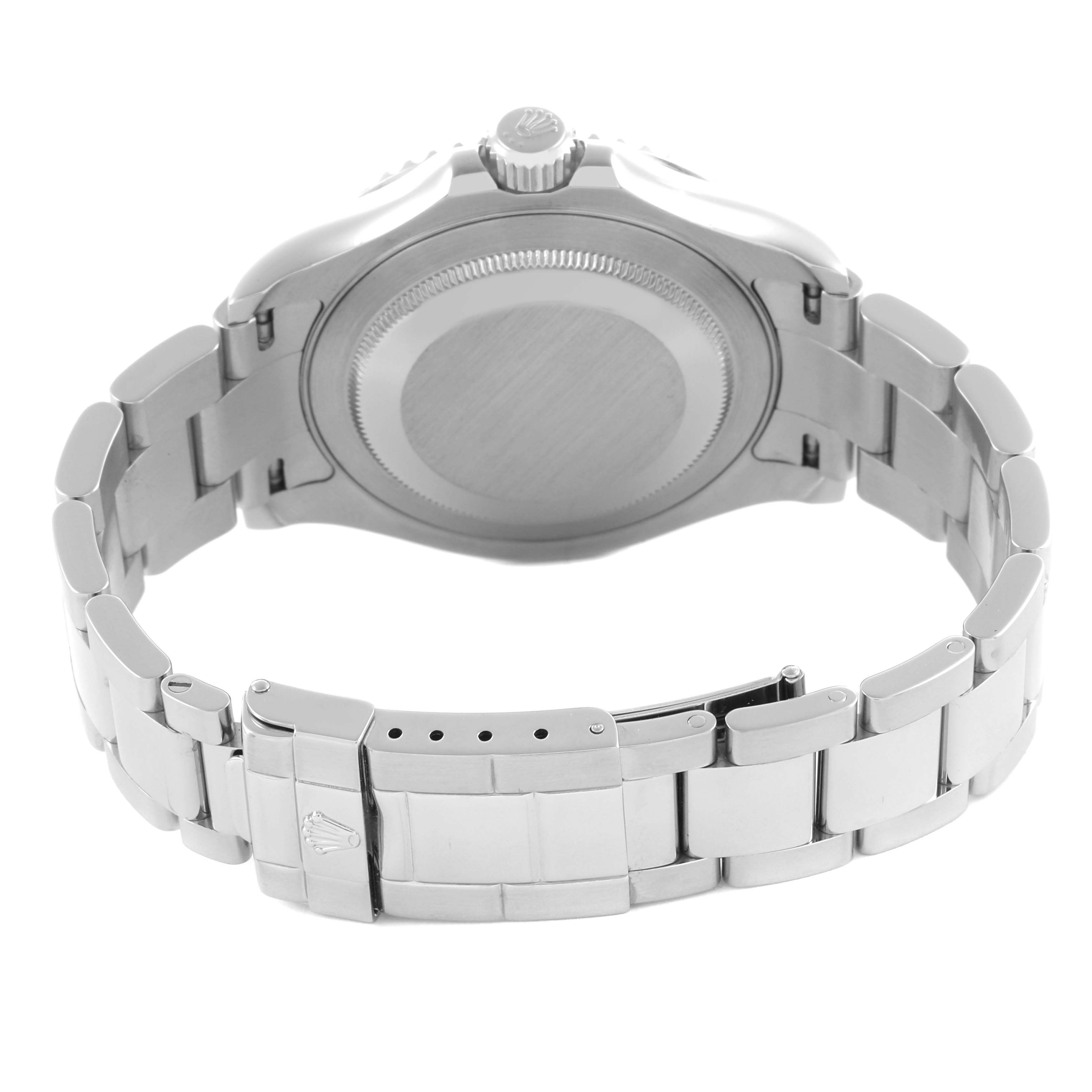 The image shows the back and bracelet of the Rolex Yacht-Master 16622 Men's Stainless Steel Silver Dial 16622 Men's Stainless Steel Silver Dial watch, viewed from the rear angle.