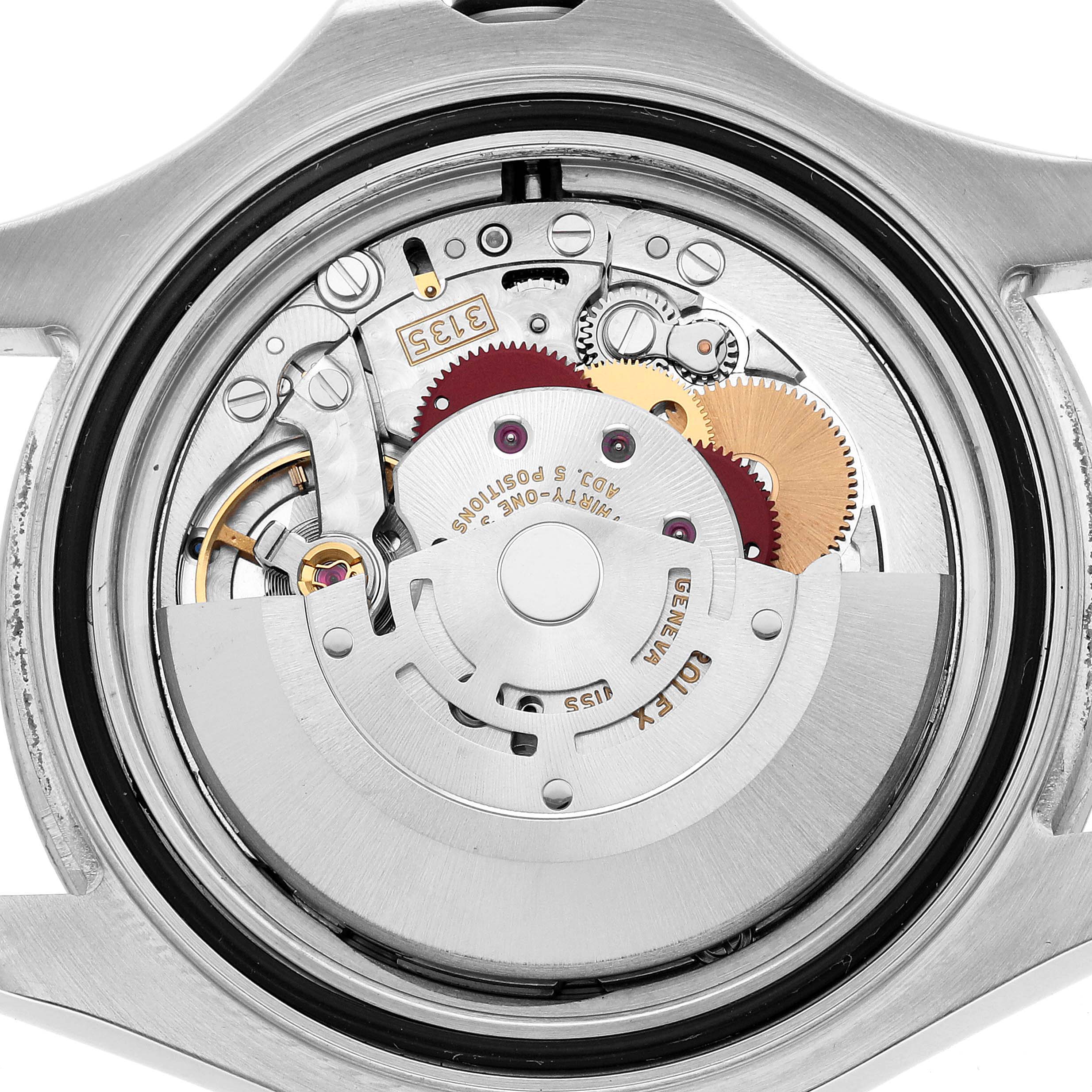 The image shows the Yacht-Master model by Rolex from the back, revealing its intricate mechanical movement.