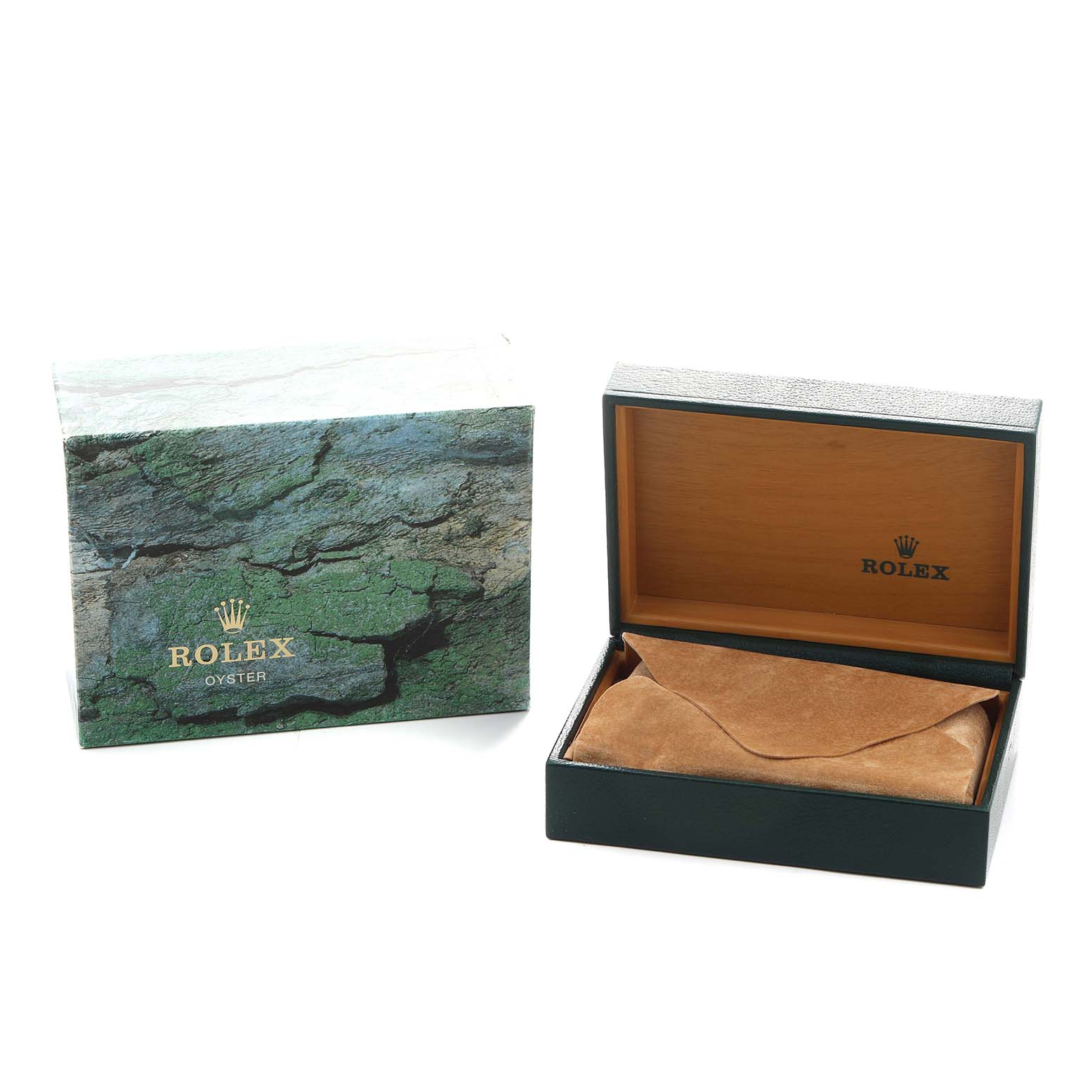 The image shows the packaging and box for a Rolex Yacht-Master 16623 Men's Steel and Gold (two tone) Grey Dial watch, without the watch itself visible.