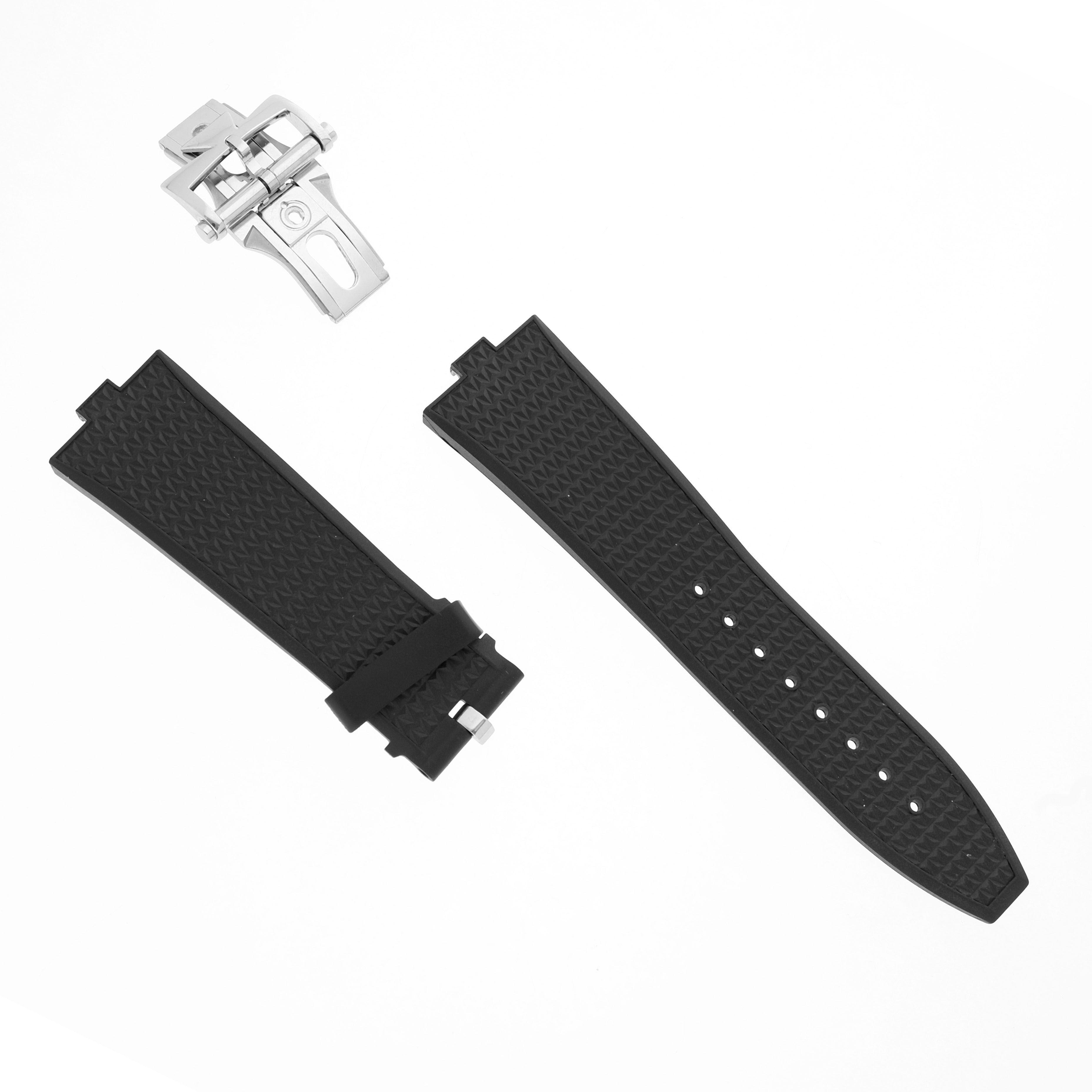 The image shows a Vacheron Constantin Overseas 4500V Men's Stainless Steel Blue Dial watch strap set with a clasp, displayed from a top-down angle.
