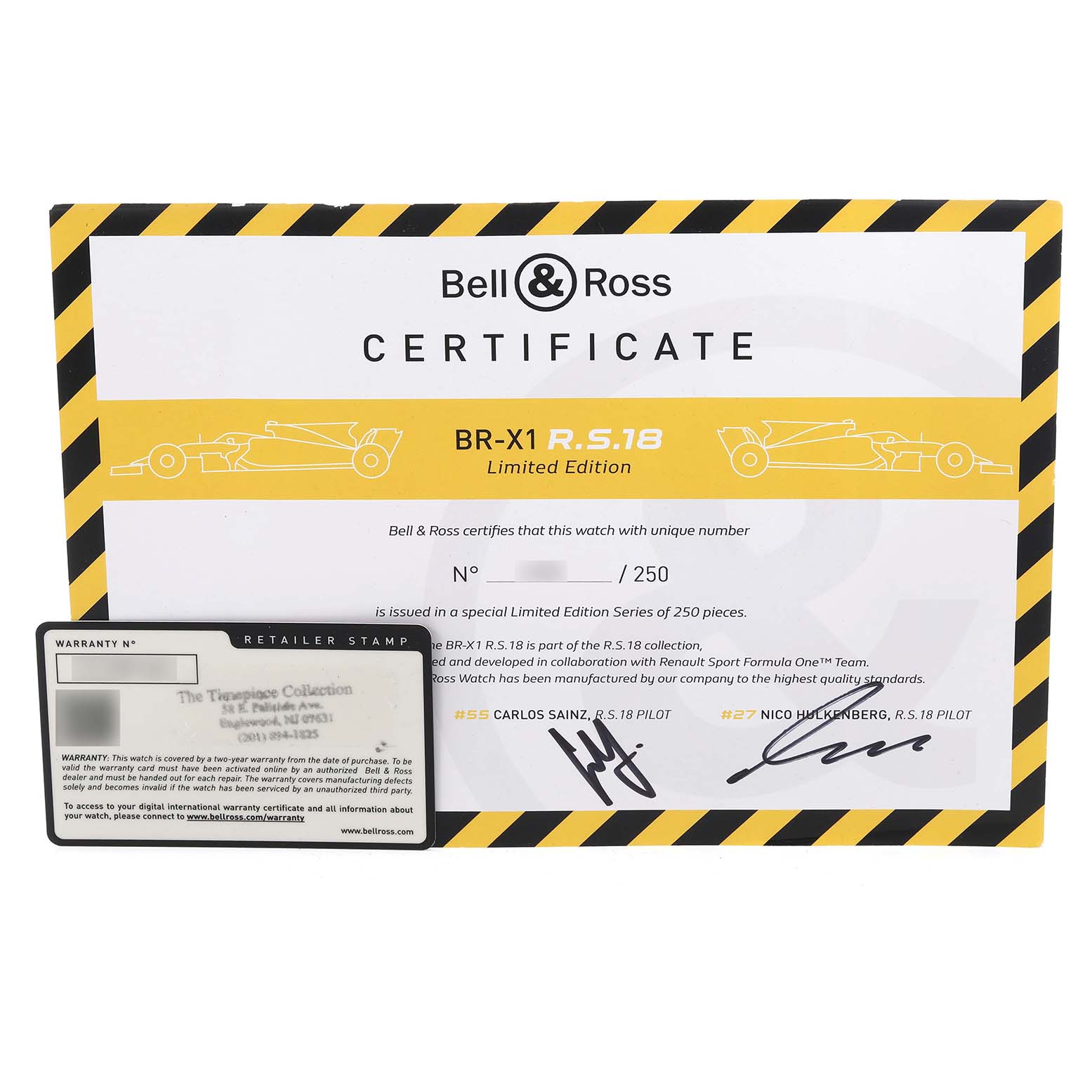 The Bell 
Ross Instruments BR-X1 R.S.18 Men
s Titanium Transparent Dial BR-X1 R.S.18 Men
s Titanium Transparent Dial model is shown with a certificate and warranty card, highlighting its limited edition status.