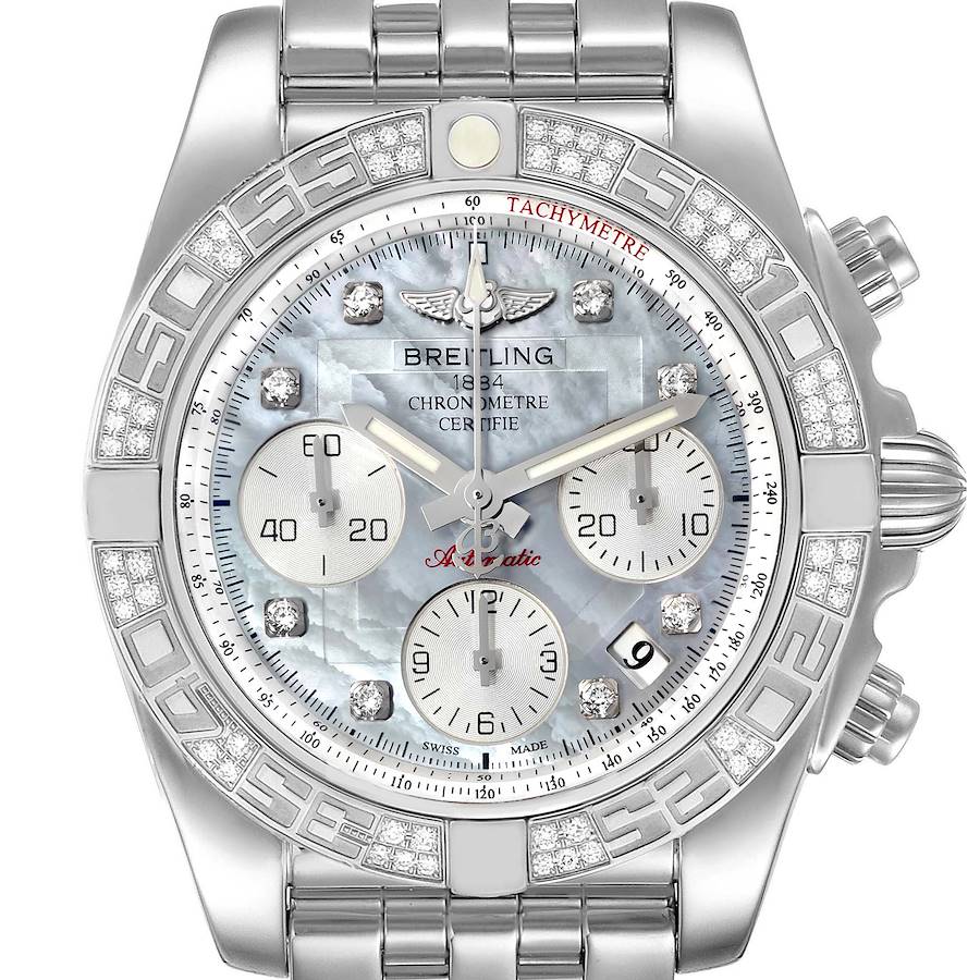 NOT FOR SALE Breitling Chronomat Evolution 41 Steel MOP Diamond Mens Watch AB0140 Box Papers PARTIAL PAYMENT SwissWatchExpo