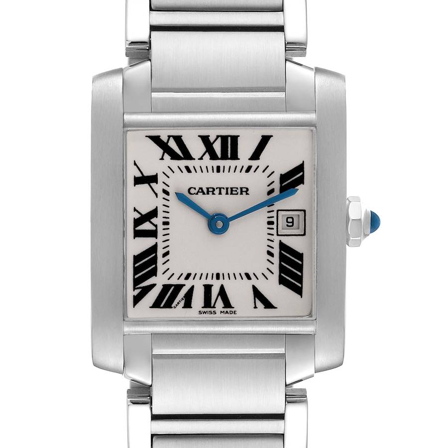 Cartier Tank Francaise Midsize Silver Dial Steel Ladies Watch W51011Q3 SwissWatchExpo