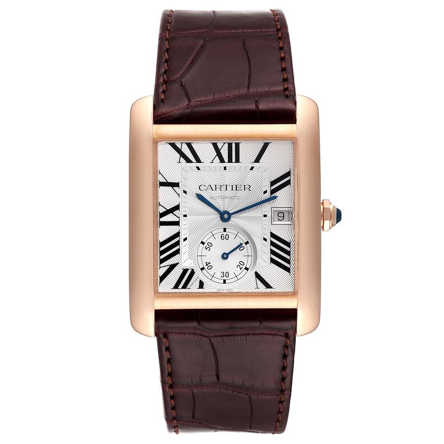 Cartier Tank MC Rose Gold Grey Dial Black Strap Mens Watch W5330002