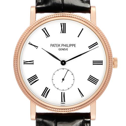 Photo of Patek Philippe Calatrava Rose Gold White Dial Mens Watch 5116 5116R