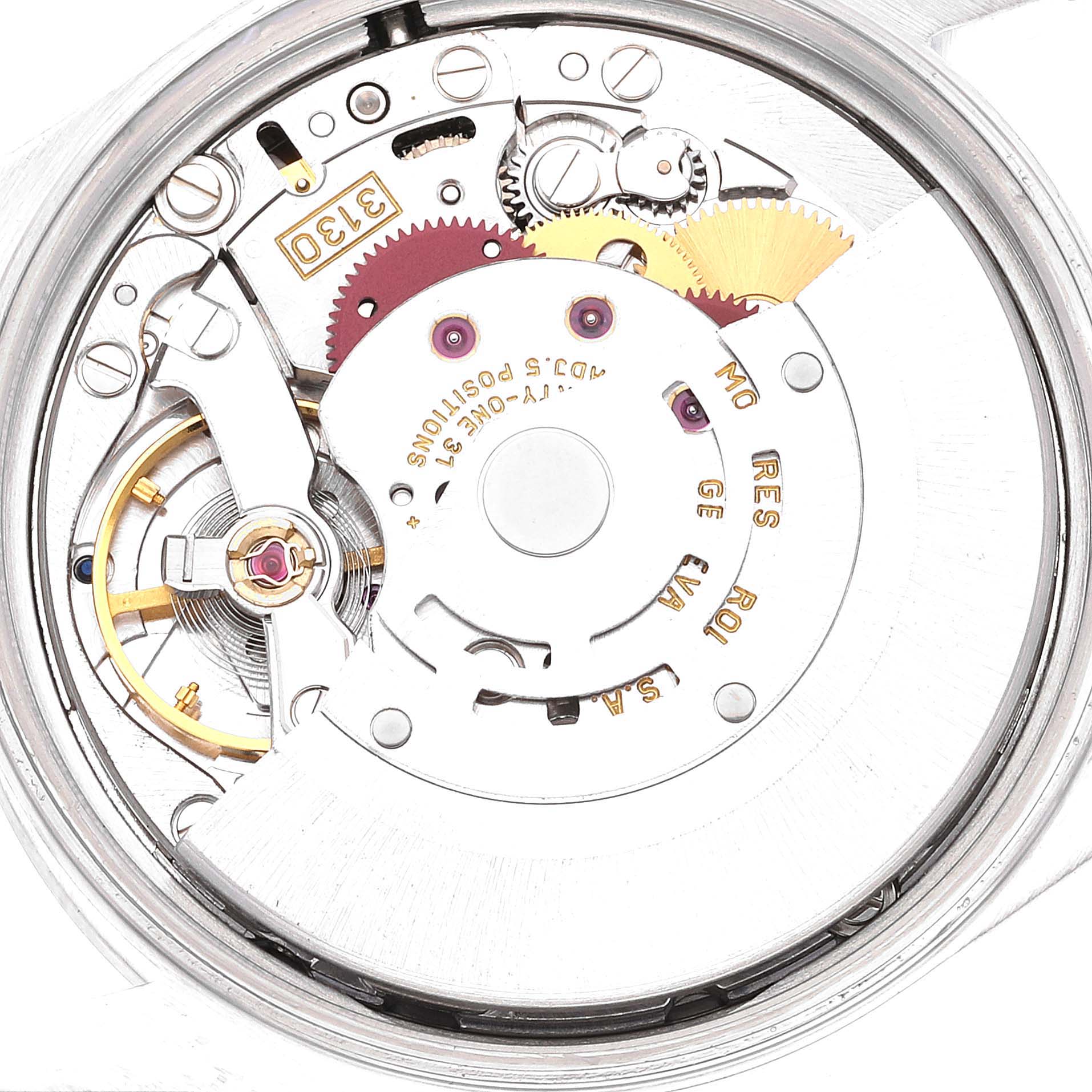 The image shows an inside view of the Air-King Rolex watch, displaying its mechanical movement and intricate gears.