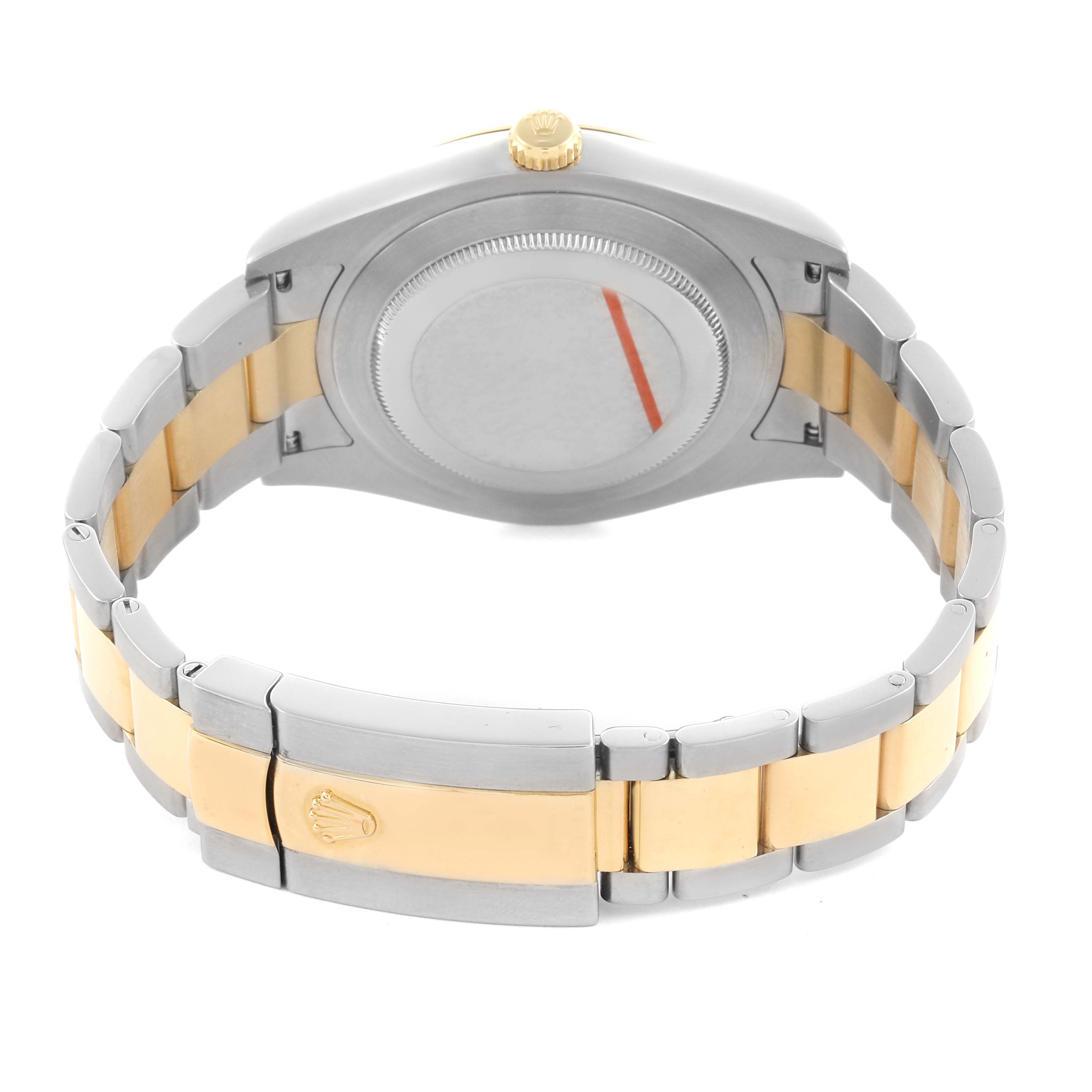 The image shows the back of the Rolex Datejust 41 116333 Men's Steel and Gold (two tone) Grey Dial 116333 Men's Steel and Gold (two tone) Grey Dial, highlighting the two-tone bracelet and clasp.