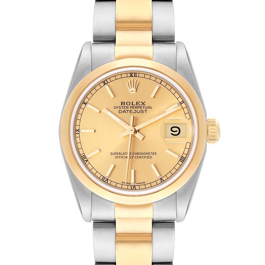 Rolex Datejust Midsize 31 Steel Yellow Gold Dial Ladies Watch 68243 Box Papers SwissWatchExpo