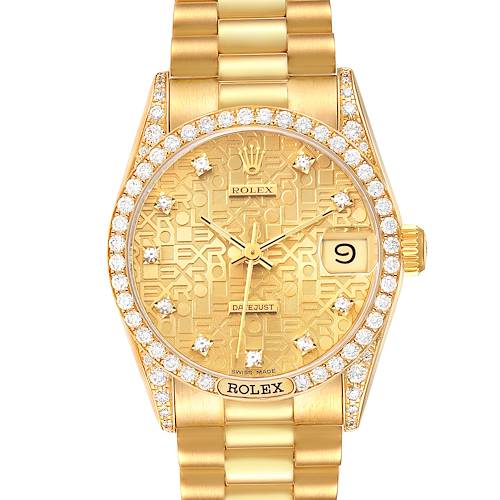 Photo of Rolex Datejust President Yellow Gold Anniversary Diamond Dial Ladies Watch 68158