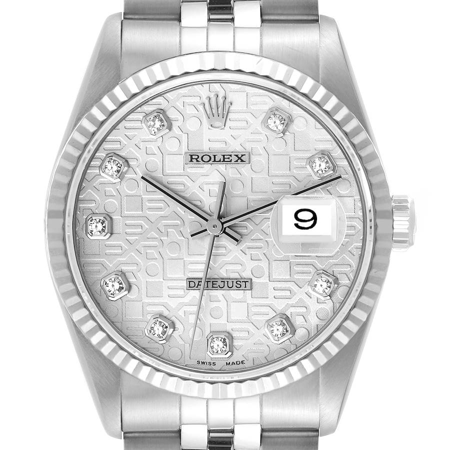Rolex Datejust Steel White Gold Anniversary Diamond Dial Mens Watch 16234 SwissWatchExpo