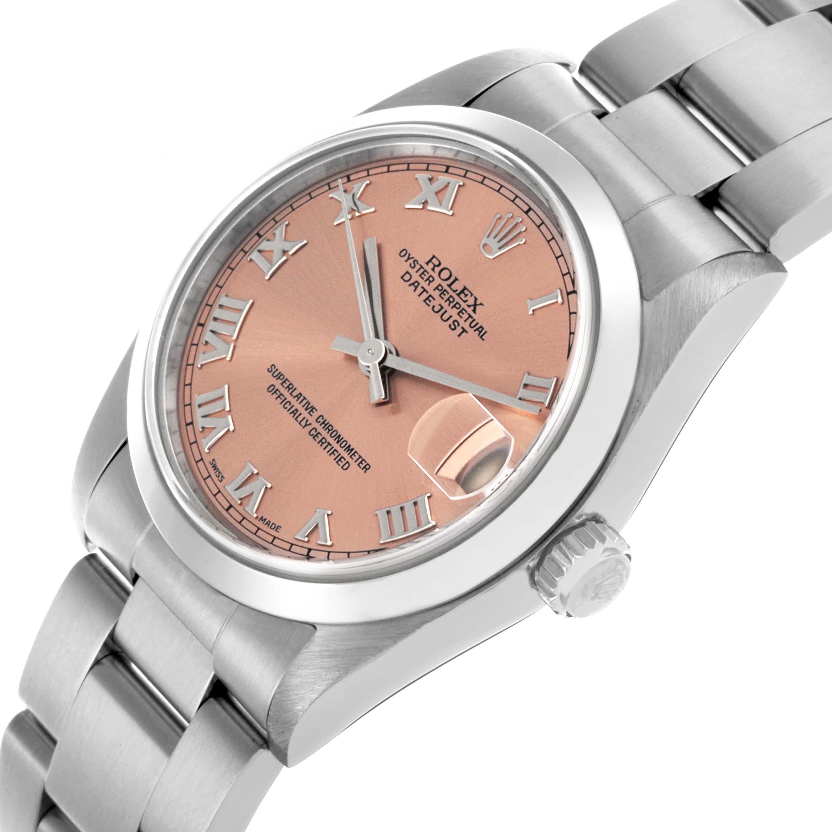 The Rolex Datejust Mid-Size watch is shown at a slight angle, highlighting the dial, bezel, bracelet, and crown.