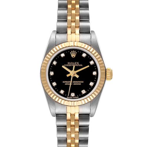 Photo of Rolex Oyster Perpetual Steel Yellow Gold Diamond Dial Ladies Watch 76193