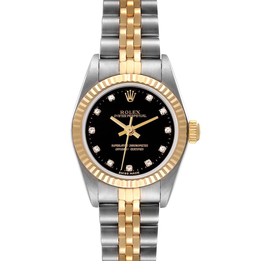 Rolex Oyster Perpetual Steel Yellow Gold Diamond Dial Ladies Watch 76193 SwissWatchExpo