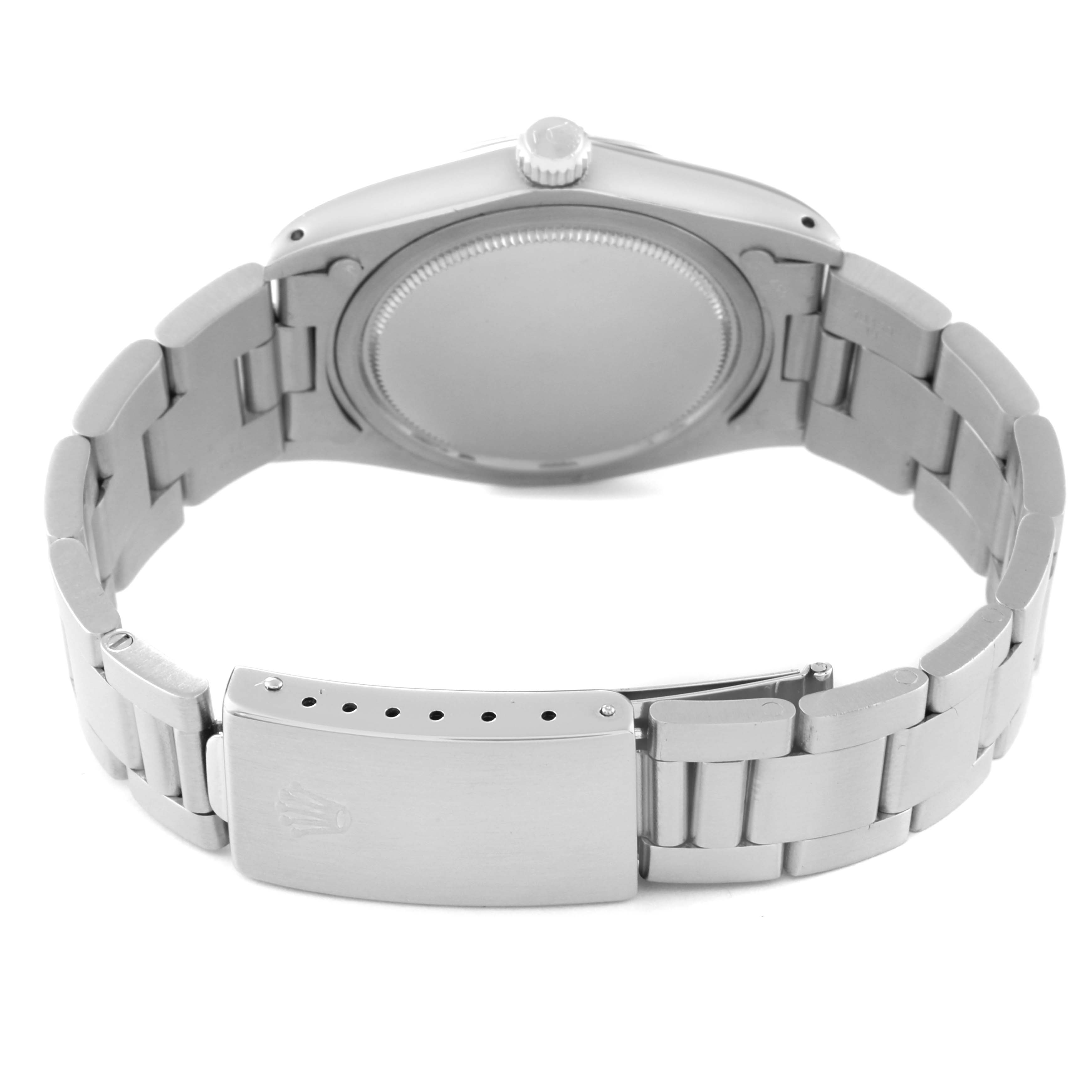 The image shows the back and bracelet clasp of the Vintage Collection model by Rolex, viewed from the rear.