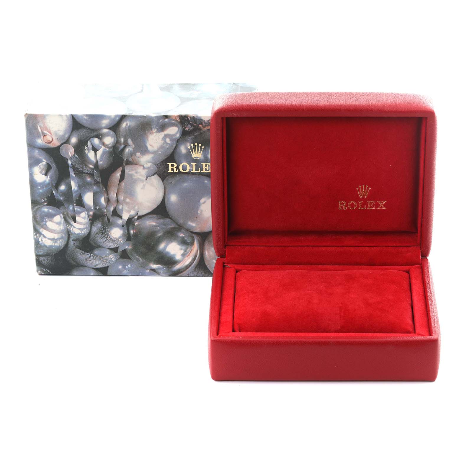 The image shows a red Rolex Datejust 69178 Women's Yellow Gold Champagne Dial 69178 Women's Yellow Gold Champagne Dial watch box and a decorative outer box.