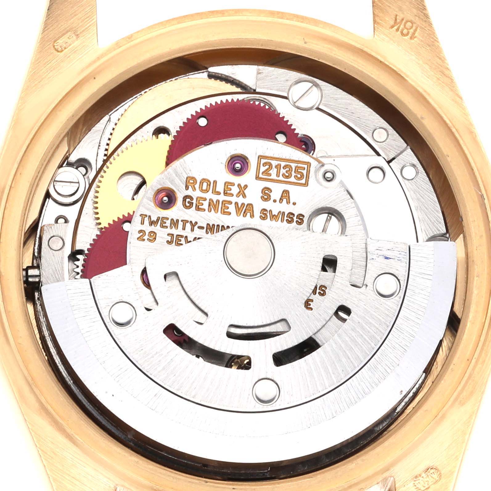 The image shows the movement of a Rolex Datejust 69178 Women's Yellow Gold Champagne Dial 69178 Women's Yellow Gold Champagne Dial watch, focusing on the mechanism and internal components.