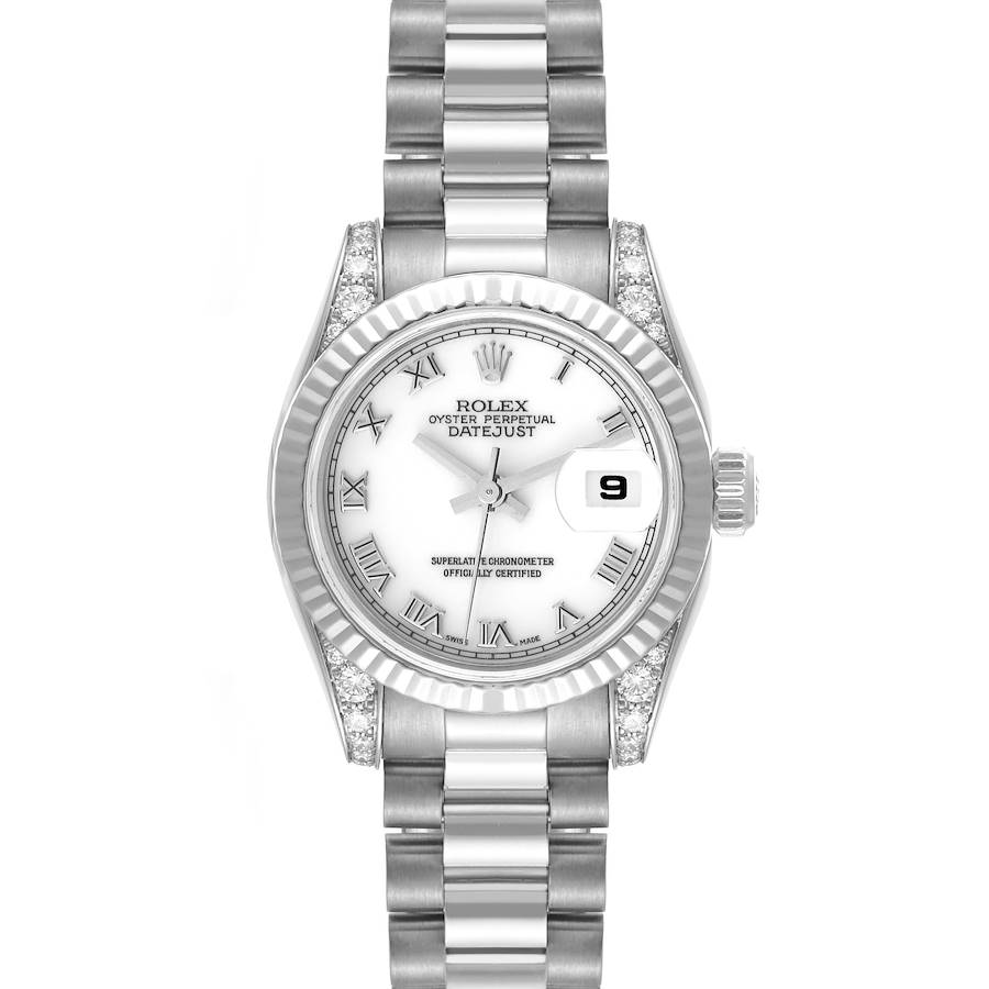 Rolex President Roman Dial White Gold Diamond Ladies Watch 179239 SwissWatchExpo
