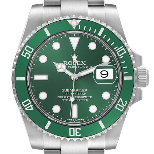 Photo of Rolex Submariner Hulk Steel Green Dial Bezel Mens Watch 116610LV Card