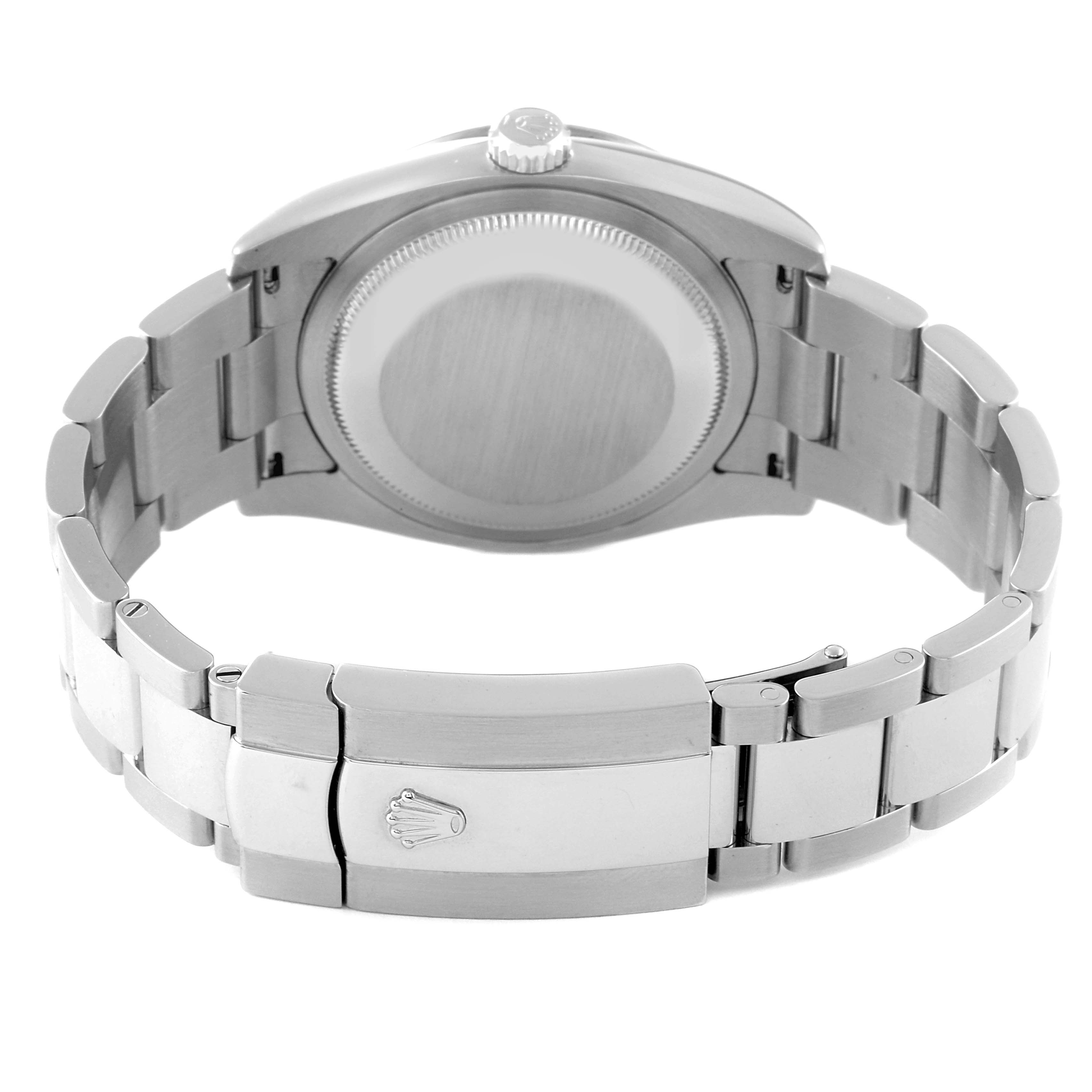 This image shows the back view of a Rolex Turn-o-Graph 116264 Men
s Stainless Steel White Dial 116264 Men
s Stainless Steel White Dial watch, highlighting the case back, bracelet, and clasp.