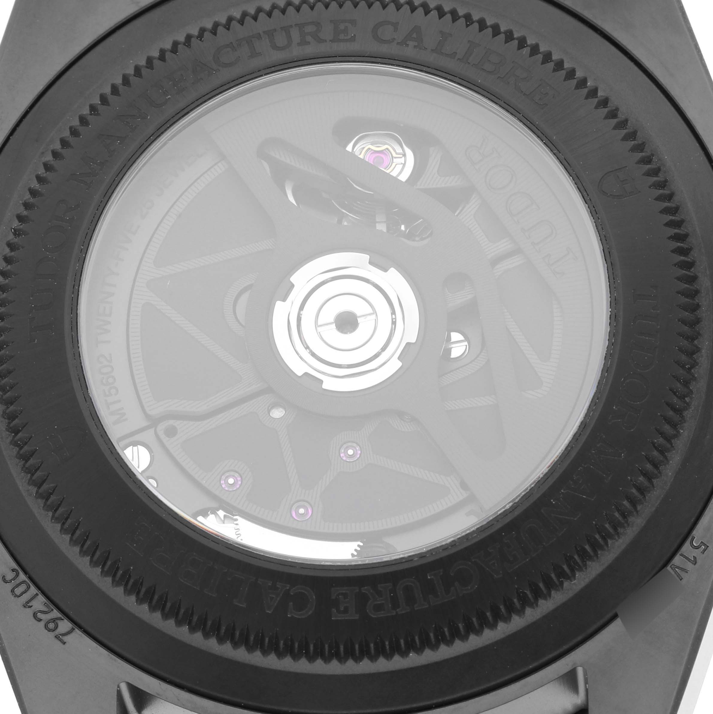 The image shows the back case of the Tudor Heritage Black Bay 79210CNU Men's Ceramic Blue Dial 79210CNU Men's Ceramic Blue Dial, highlighting the movement details.