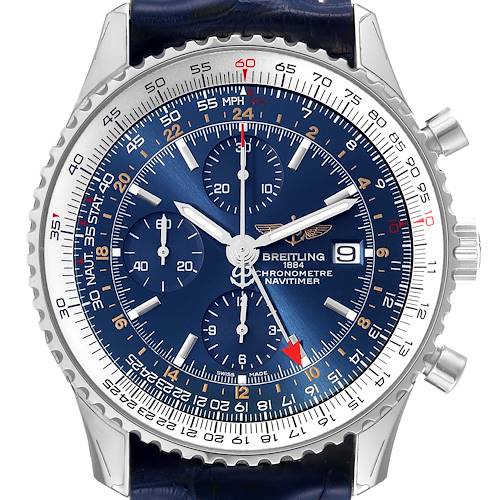 Photo of Breitling Navitimer World Blue Dial Steel Mens Watch A24322 Box Card