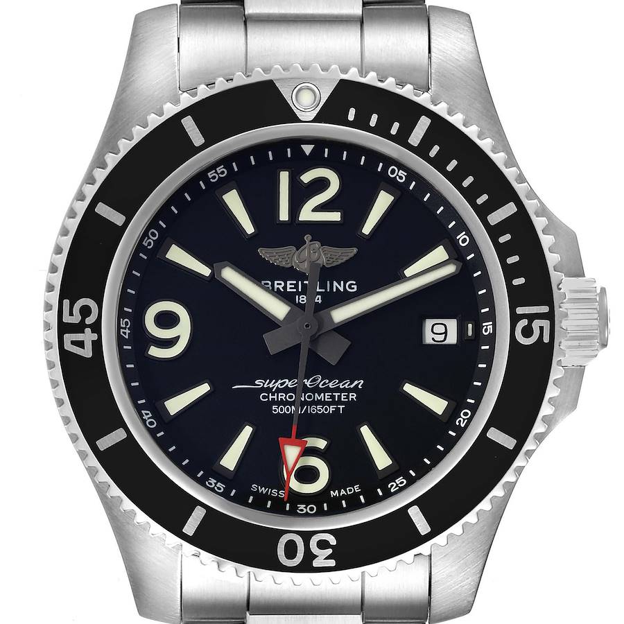 Breitling Superocean 42 Black Dial Steel Mens Watch A17366 SwissWatchExpo