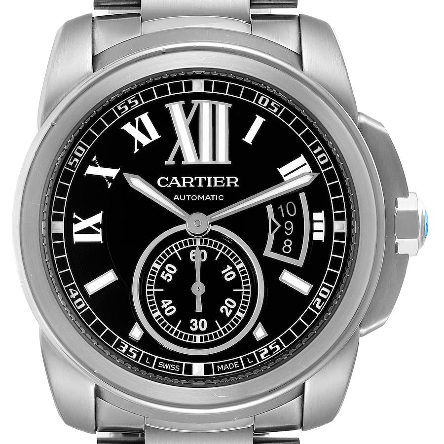 NOT FOR SALE Calibre De Cartier Stainless Steel Black Dial Mens Watch W7100016 PARTIAL PAYMENT SwissWatchExpo
