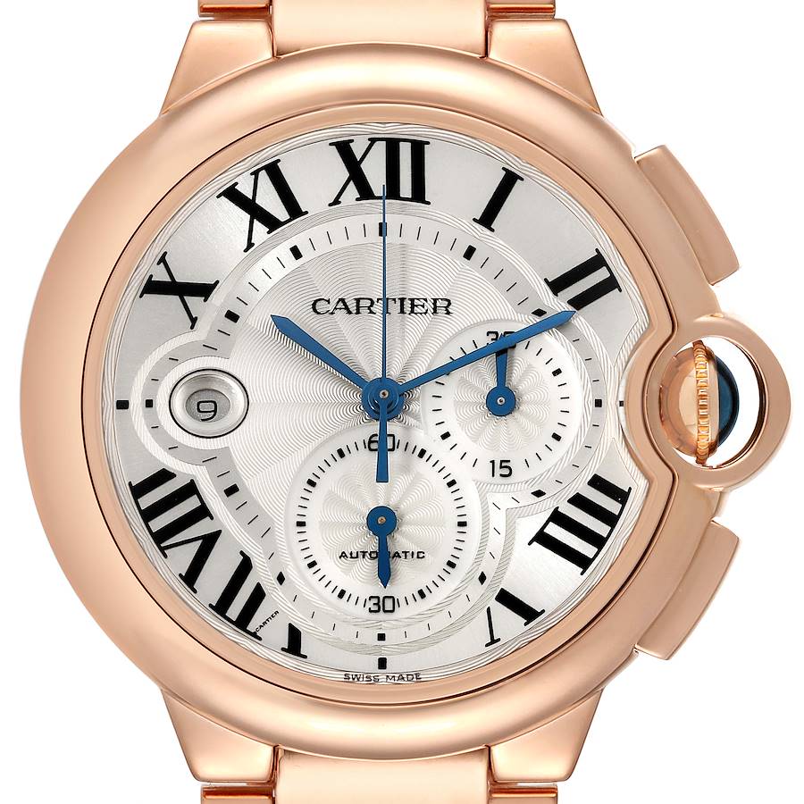 Cartier Ballon Bleu Chronograph Rose Gold Mens Watch W6920008 Box Papers SwissWatchExpo