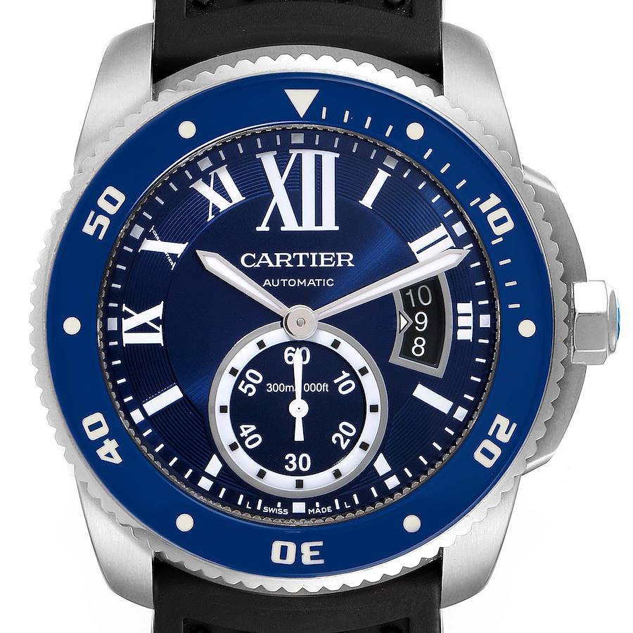 Cartier Calibre Diver Stainless Steel Blue Dial Watch WSCA0011 Box Papers SwissWatchExpo