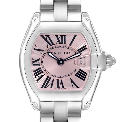 Photo of Cartier Roadster Small Pink Dial Steel Ladies Watch W62017V3 Box Papers