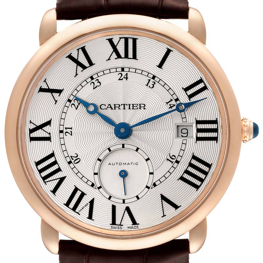 Cartier Ronde Louis Rose Gold Silver Dial Automatic Mens Watch W6801005 SwissWatchExpo