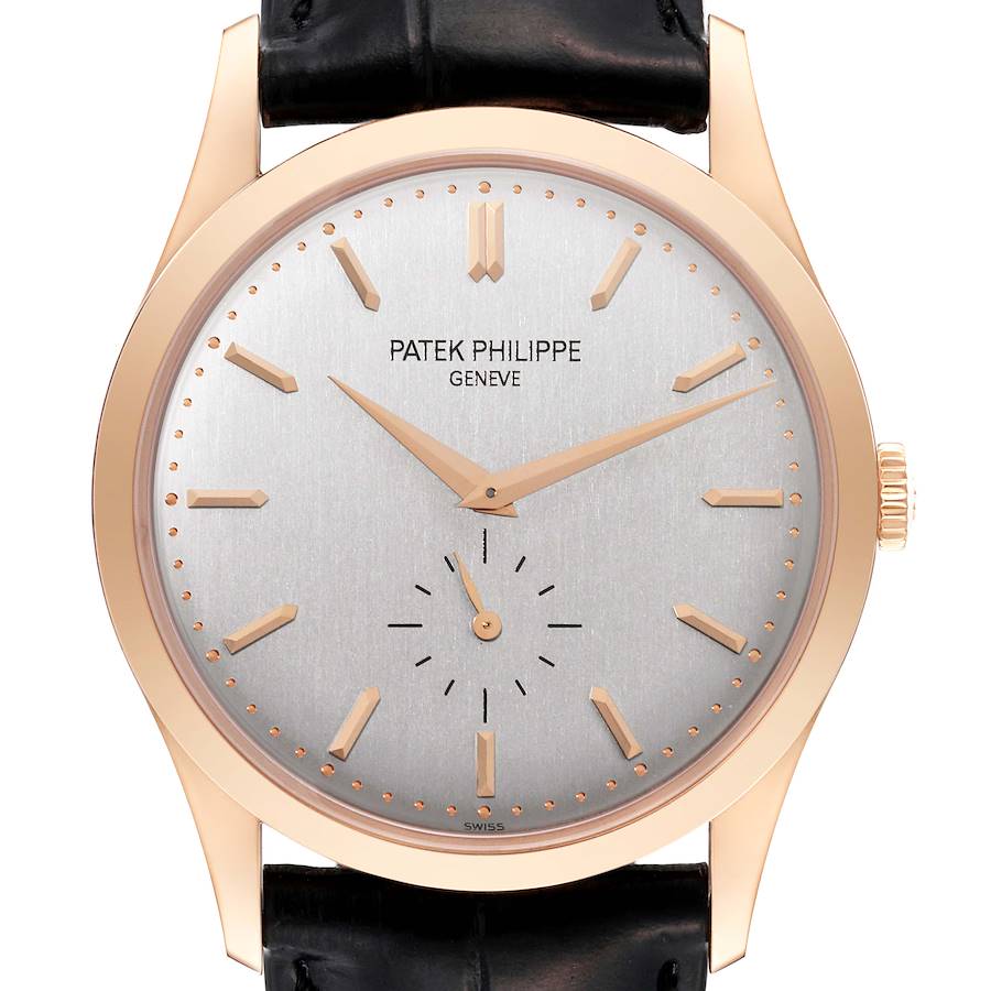 Patek Philippe Calatrava Rose Gold Silver Dial Mens Watch 5196 SwissWatchExpo