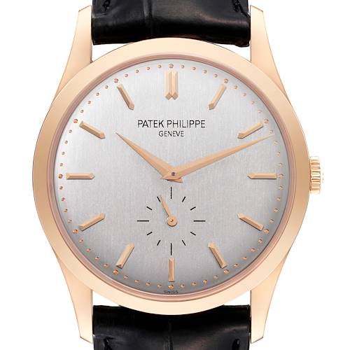 Photo of Patek Philippe Calatrava Rose Gold Silver Dial Mens Watch 5196