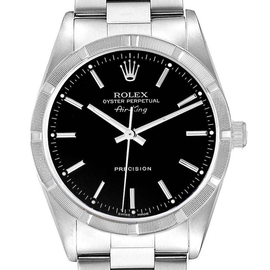 Rolex Air King 34 Black Dial Steel Mens Watch 14010 Box Papers SwissWatchExpo
