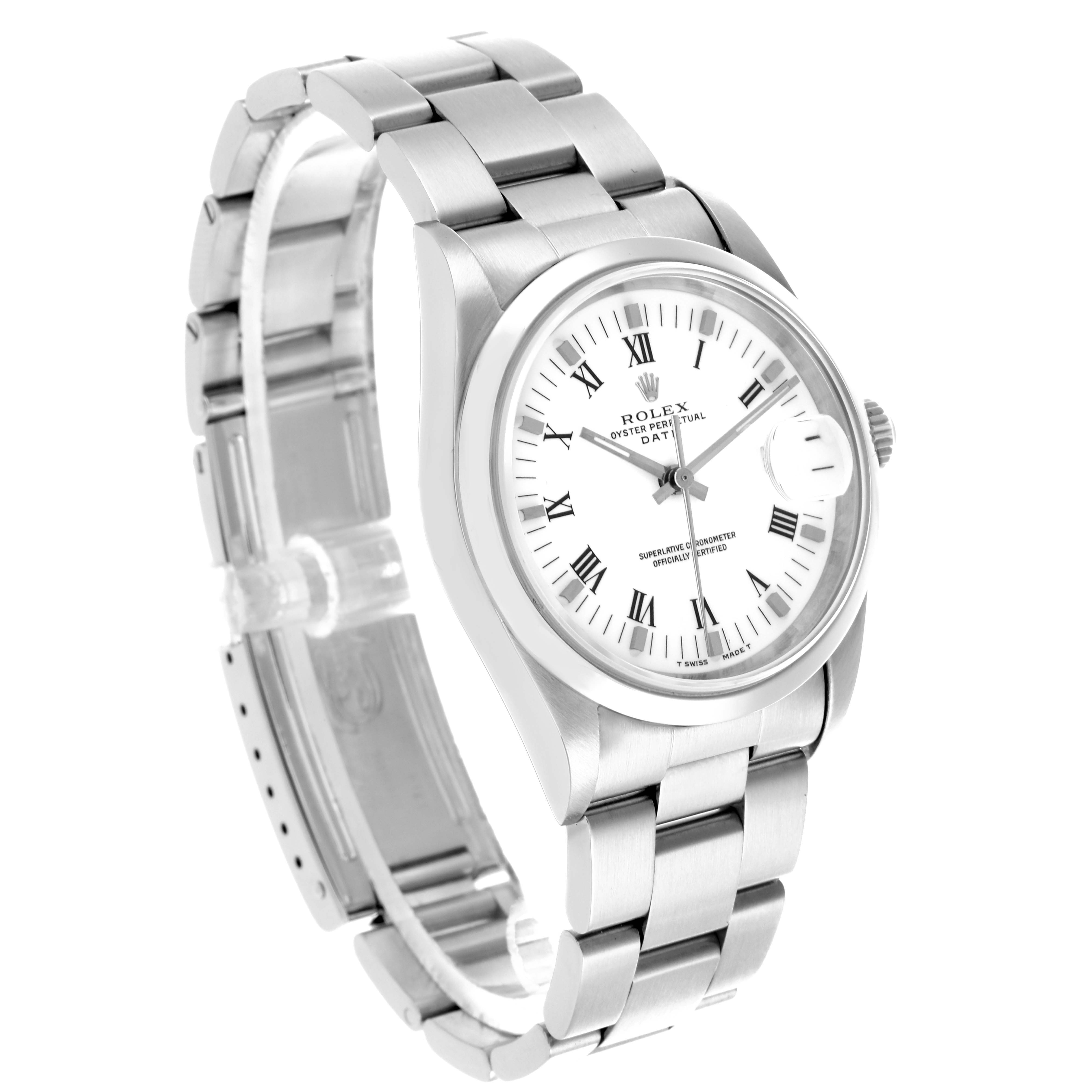 The Rolex Air-King watch is shown at a slight angle, highlighting the face, bezel, and bracelet.