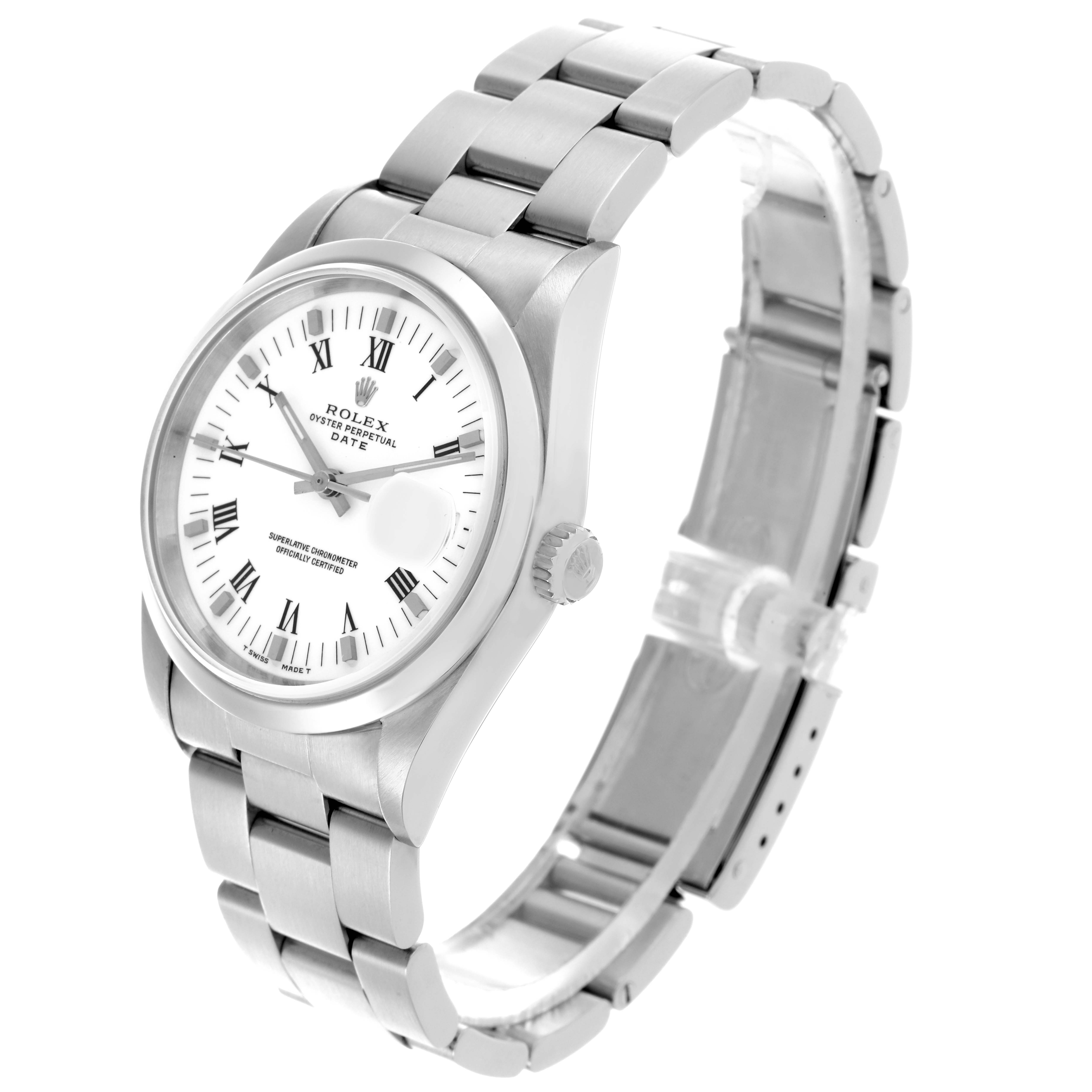 The Rolex Air-King watch is shown at a three-quarter angle, highlighting the face, bezel, crown, and bracelet.