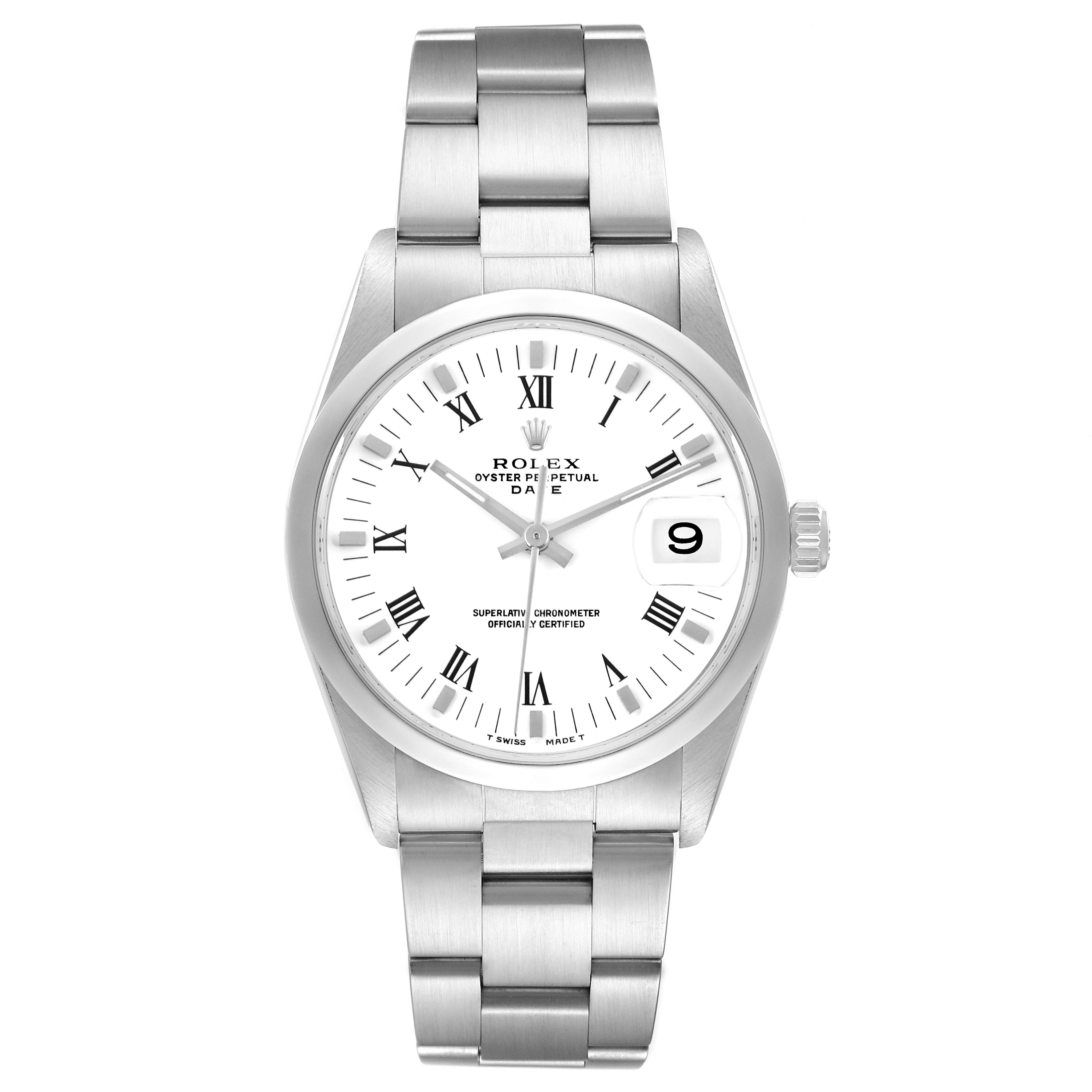 The Rolex Air-King watch is shown from the front, displaying the dial, case, bracelet, and crown.