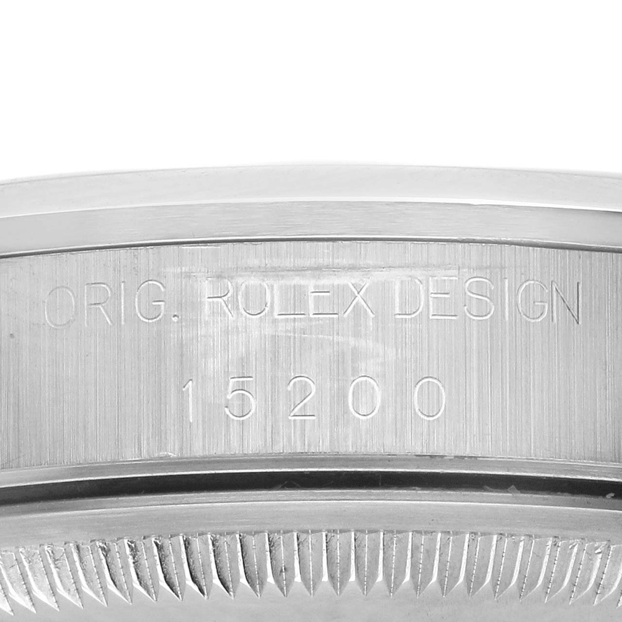 The image shows a close-up of the side engraving on the Rolex Air-King watch bezel.
