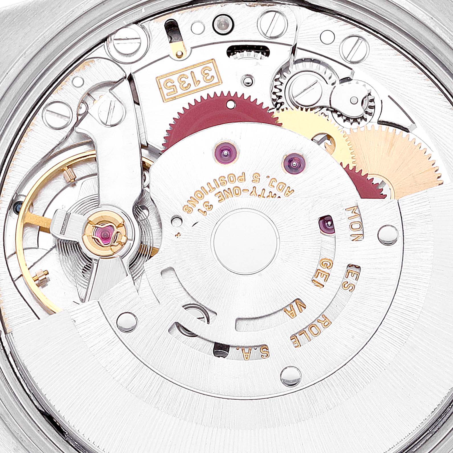 This image shows the internal mechanism of a Rolex Air-King watch, highlighting its intricate gears and components.
